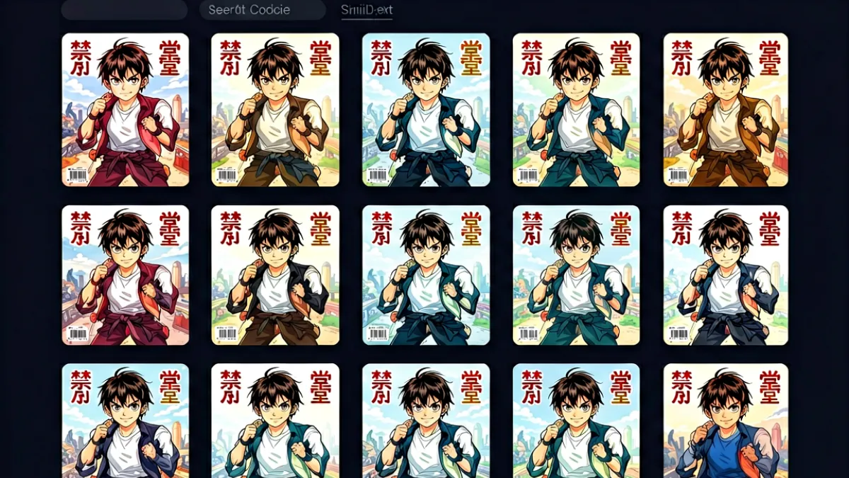禁漫天堂官网应用界面展示，深色主题下多个漫画封面以网格形式排列，顶部导航栏清晰显示分类标签和搜索图标